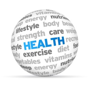 3d Health Word Sphere on white background.